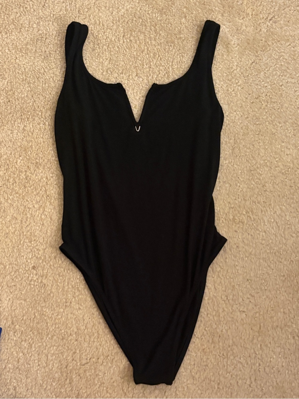 Black One-Piece Bodysuit - V Neck